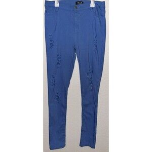 36.5 Pants Distressed Women Sz Large Blue